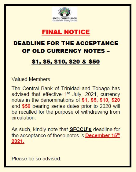 Final Notice for Accepance of old notes